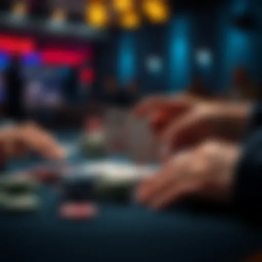 A player makes a decision at the poker table during a turn, showing two pairs in hand