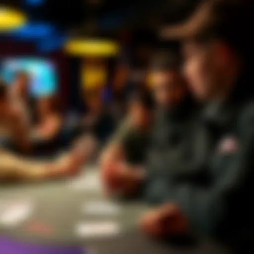 A player discussing a challenging poker hand with friends at One Eyed Jacks, reflecting on their strategy and mistakes.