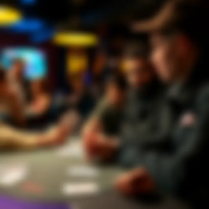 A player discussing a challenging poker hand with friends at One Eyed Jacks, reflecting on their strategy and mistakes.