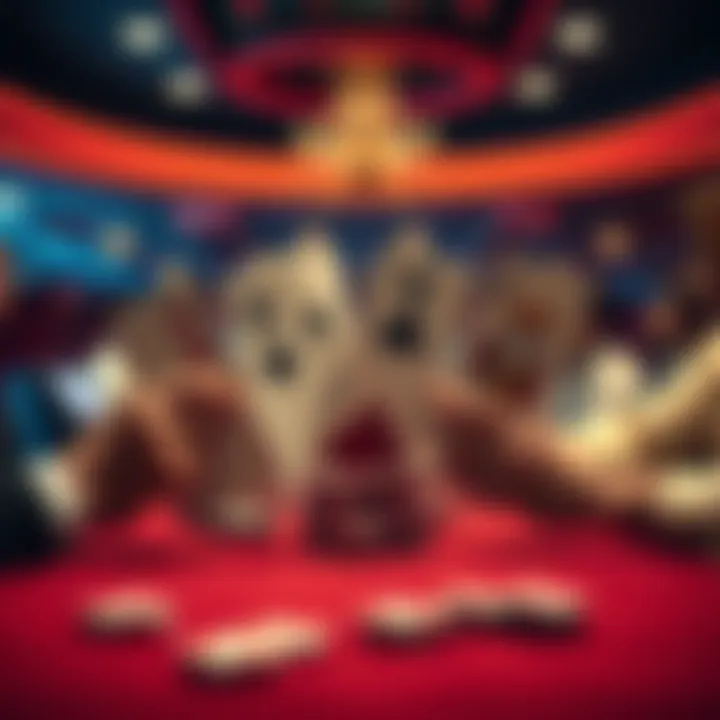 A poker table showcasing players holding aces and kings, celebrating a big jackpot win of 550 thousand dollars at Casino Lac-Lemay.