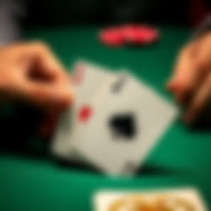 A close-up of a poker hand showing two cards of the same suit and one card of a different suit on a green felt table.