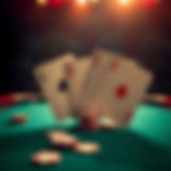 A poker table with a straight flush and a pair of aces revealed, showing the surprising outcome of the game.