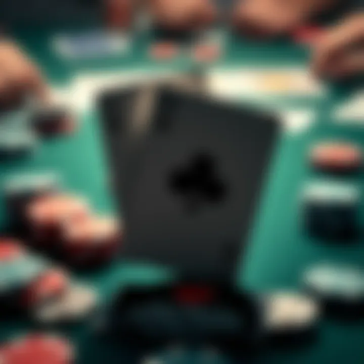 A Ten of Clubs card on a poker table surrounded by chips and other cards, capturing the tension of a crucial hand