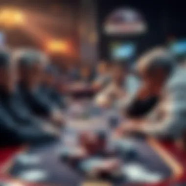 Poker legends answering questions Famous poker players sharing insights with fans at a table