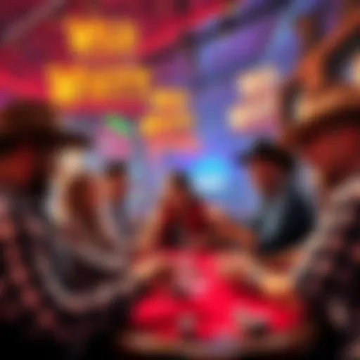 Group of people playing poker at Wild Wild West in Atlantic City, enjoying games and camaraderie