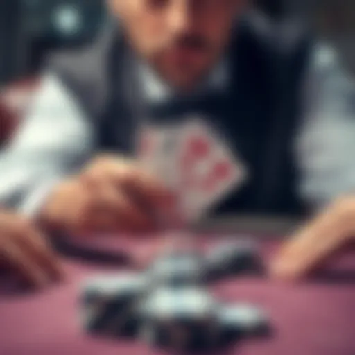 A poker player pushes all their chips into the center of the table, showcasing a strong hand and a bold strategy in a competitive game.