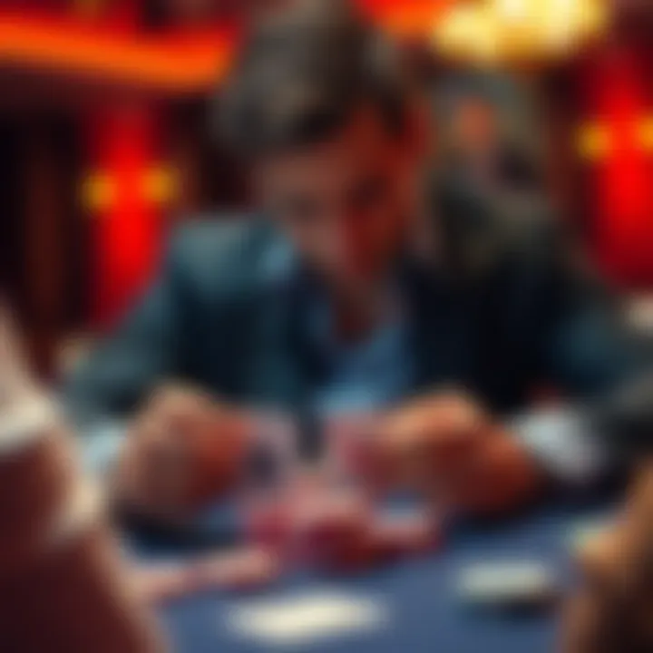 A poker player looking at cards on the table, considering strategies for middle hands in PLO.