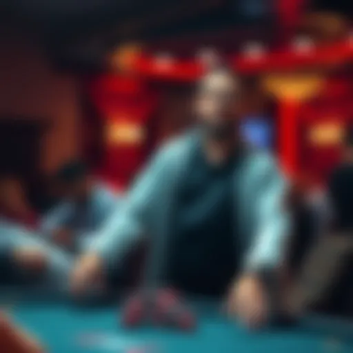 A poker player stands up and stretches during a long game, showing the importance of movement in a poker session.