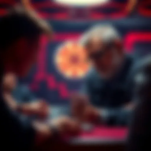 A focused poker player dealing with negative comments from opponents, maintaining confidence while holding cards