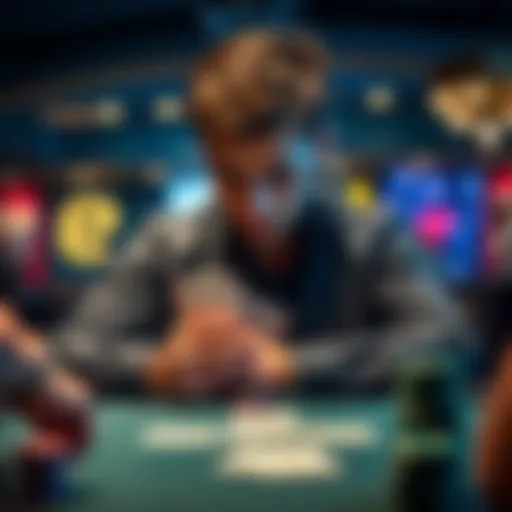 A poker player looks thoughtful at a table, weighing the options to call or raise while holding AKo.