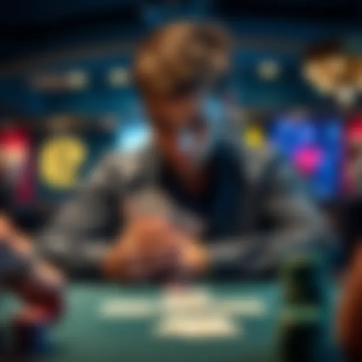Poker player deciding to call or raise A poker player looks thoughtful at a table, weighing the options to call or raise while holding AKo.
