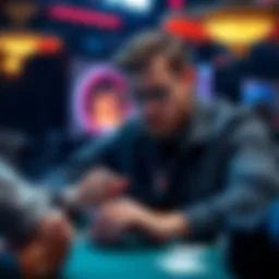 A new poker player looking frustrated while analyzing cards at a table