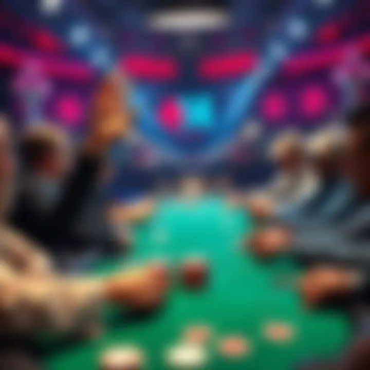 Poker Player Making a Move A poker player raises their hand in a cash game, demonstrating a limp raising strategy at a table surrounded by focused opponents.