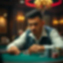 A poker player maintaining a neutral expression at a card table, focused on the game.