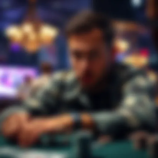 A poker player looks surprised and focused while facing an all-in bet from an opponent at a table.