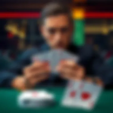 A poker player looks disappointed while holding two aces in front of them, with a hand of cards showing an AK suited on the table