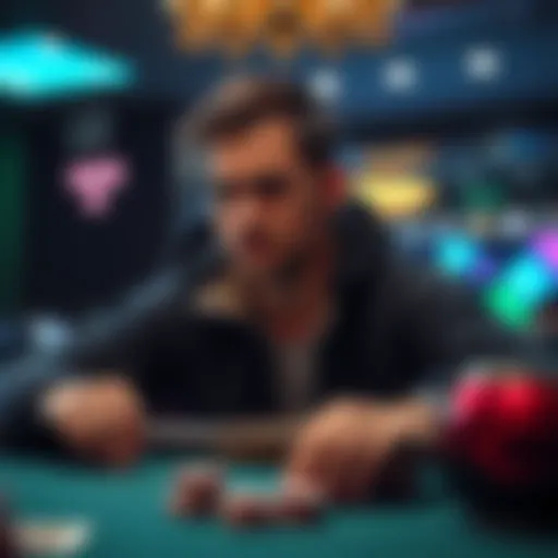 A poker player looks contemplative at a table, recalling a slow roll incident that caused tension with an opponent.