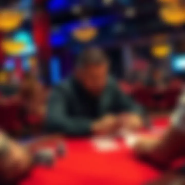 A focused poker player analyzing cards and opponents at a casino table, applying tactics inspired by Sun Tzu's principles.