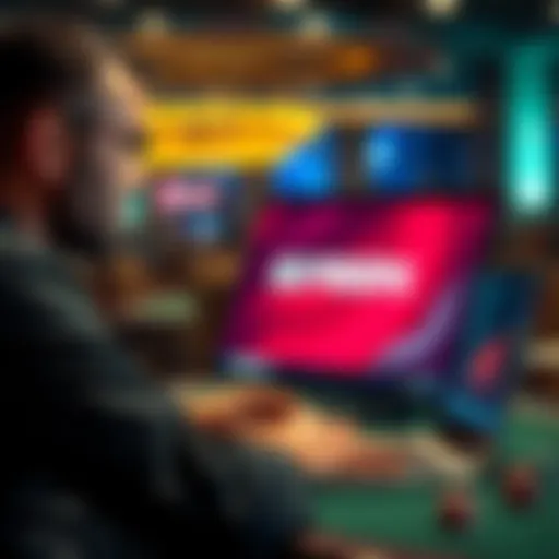 A concerned poker player looking at a laptop screen displaying GG Poker, expressing frustration over unusual losses and potential cheating.