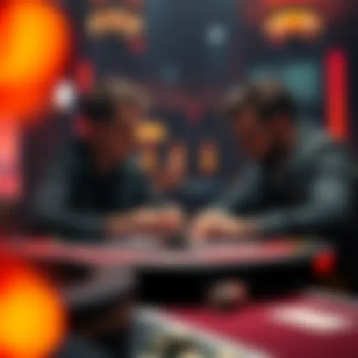 Two poker players discussing strategies for AK combinations on the river