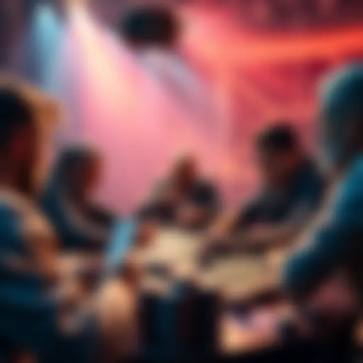 Poker players discussing strategy A group of poker players analyzing cards and discussing ranges at a table