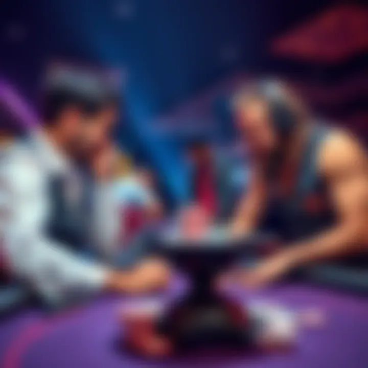 Poker players checking a dry pot Two poker players discussing a dry side pot while a dealer observes