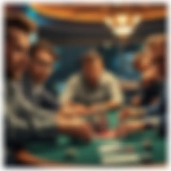 Poker players feeling frustrated A group of poker players showing mixed emotions at a table, some looking frustrated while others appear calm after a game.