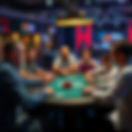 A group of players engaged in a poker game at a $10 microstakes table, discussing strategies and experiences while using the new card reveal feature.
