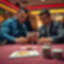 Poker players at a table Two poker players analyzing their hands with a pair of kings on the table