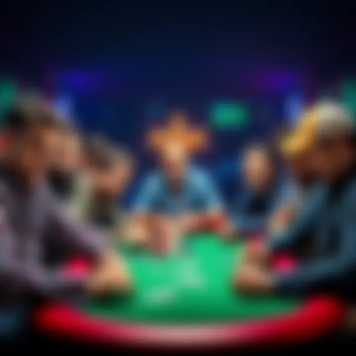 A group of poker players showing various emotions while playing a game, reflecting the ups and downs of their experience