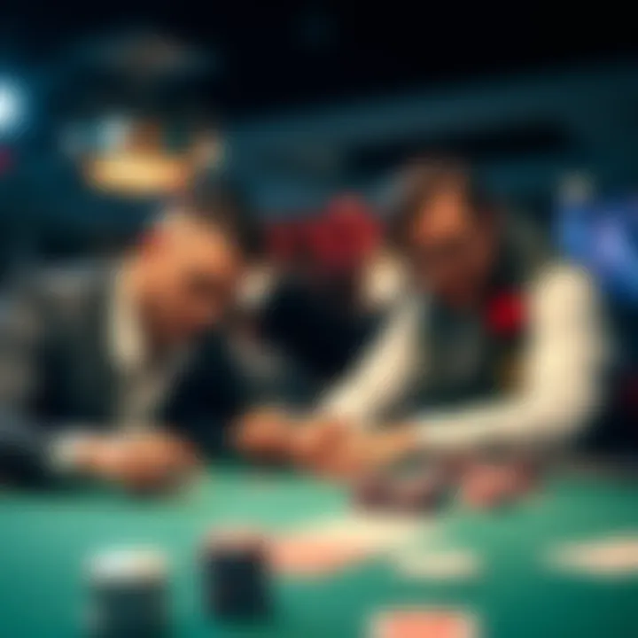 Poker Players at a Table Two poker players focused on their cards and chips during a game