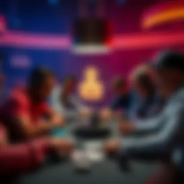 Poker players at the table Group of poker players discussing a controversial move during a game
