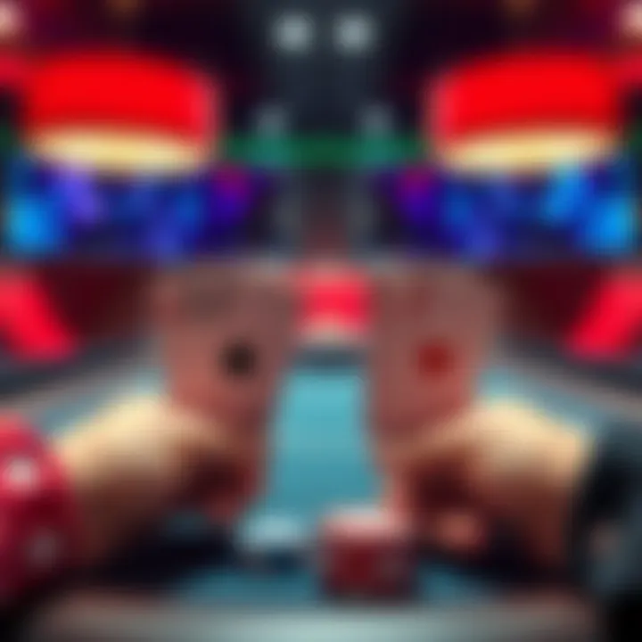 A poker table showing two hands with four Jacks each, representing hitting quads in a game.