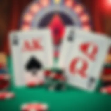 Two sets of poker cards showing AK and QQ with chips on the table