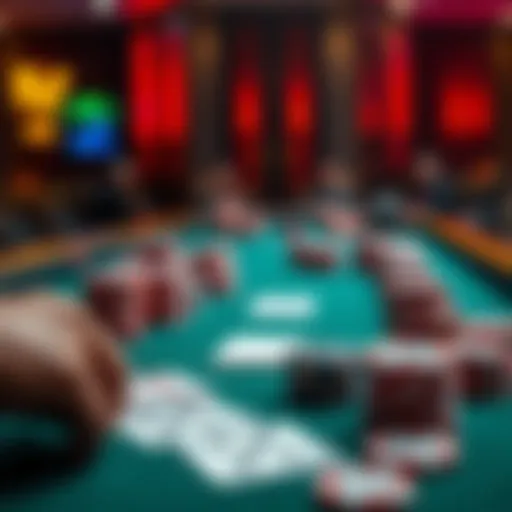 A poker table with cards and chips, focusing on strategies for playing in four-bet pots