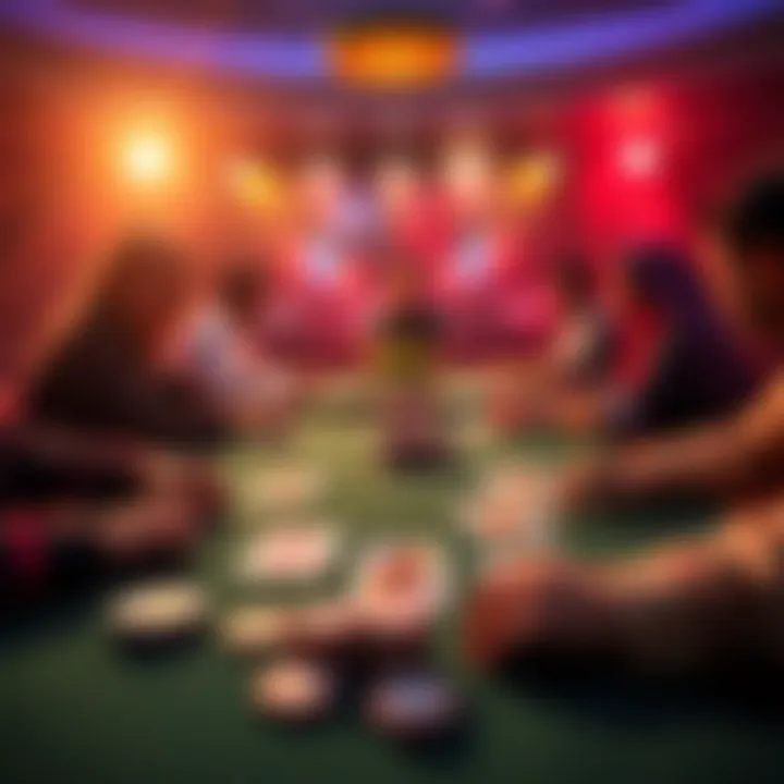 A poker table with cards showing QQ, and players making decisions during a hand.