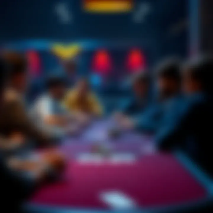 A group of people gathered around a poker table discussing strategies and sharing experiences