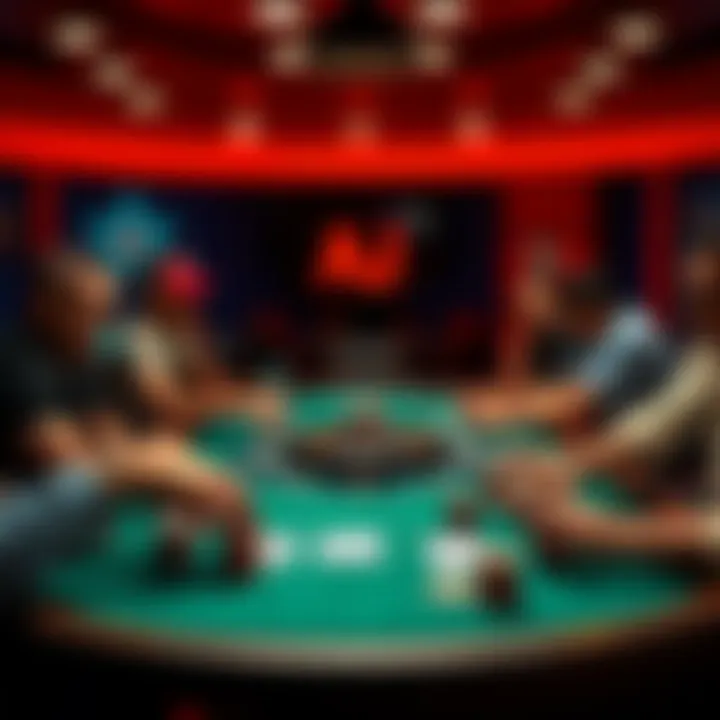 A tense moment at a poker table showing A❤️J♠️ as players strategize in a 1/3 game