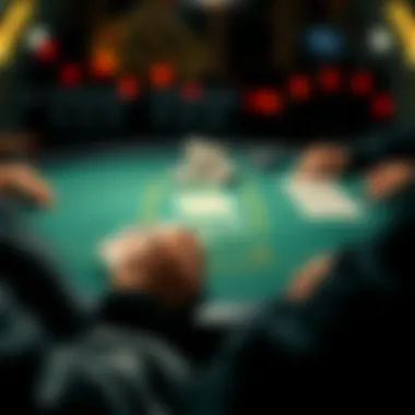 Poker table action A poker game scene showing a player deciding not to check after the flop with cards Jd and Td on the table