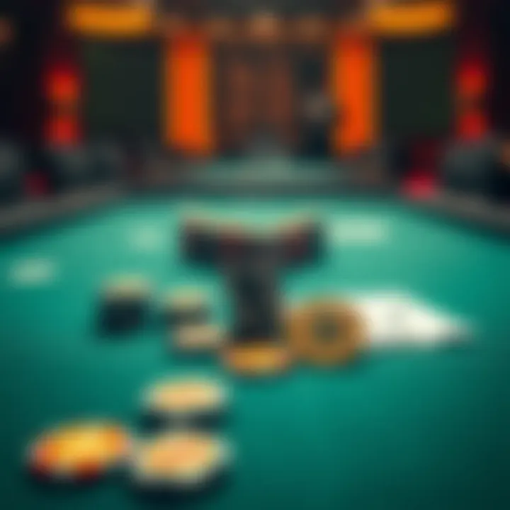A poker table featuring cards and chips with Bitcoin symbols, showcasing the connection between online poker and cryptocurrency