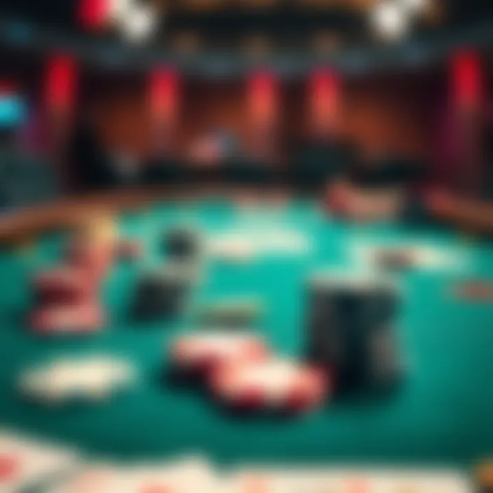 A poker table displaying chips and cards, highlighting the significance of betting decisions during the flop.