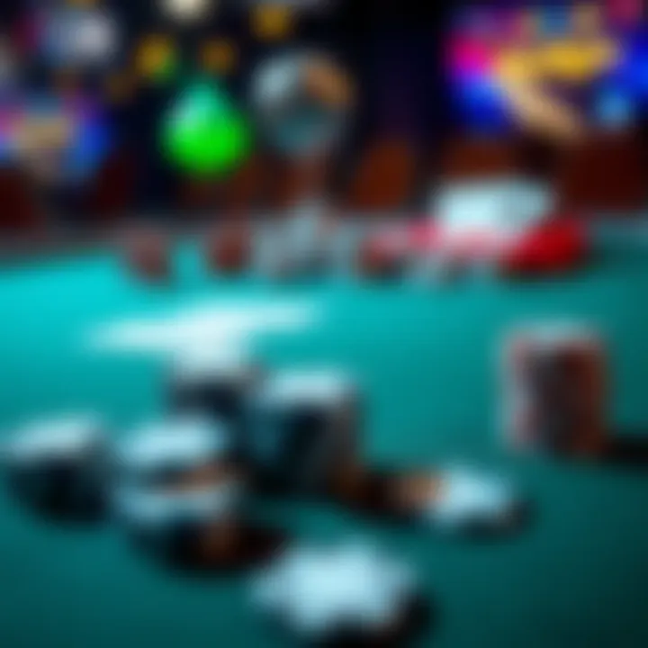 A poker table displaying chips and playing cards, illustrating the concept of a 25 big blinds buy-in.