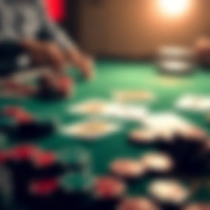 Poker table with chips and cards A poker table showing playing cards and chips, illustrating decision making in a game