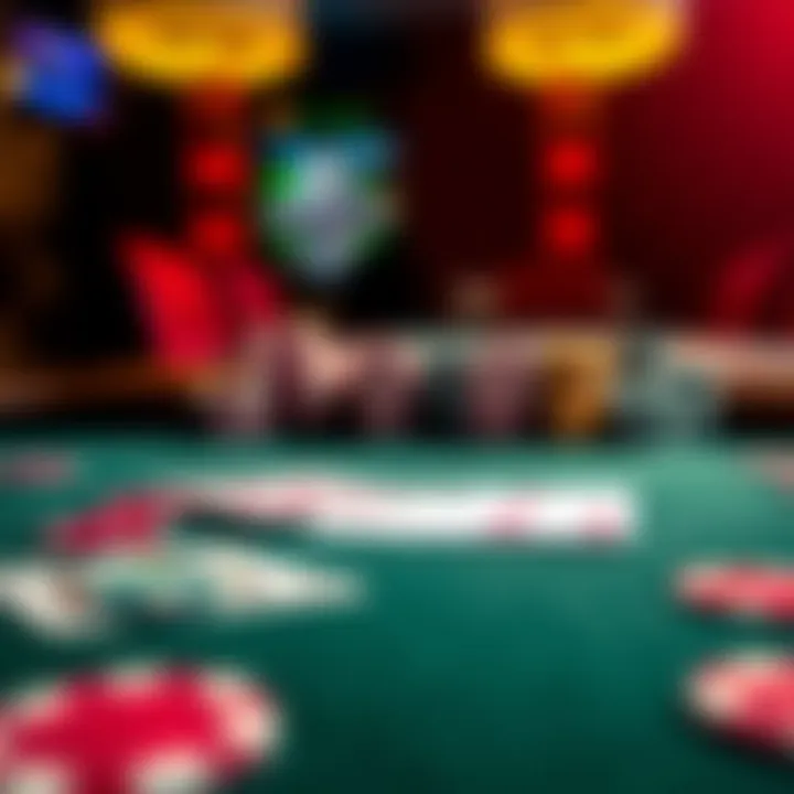 A poker table set with colorful chips and playing cards, illustrating the game as a potential financial escape.