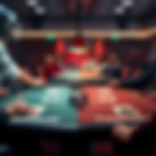 Two poker tables showing BetMGM and PokerStars logos with players engaged in games