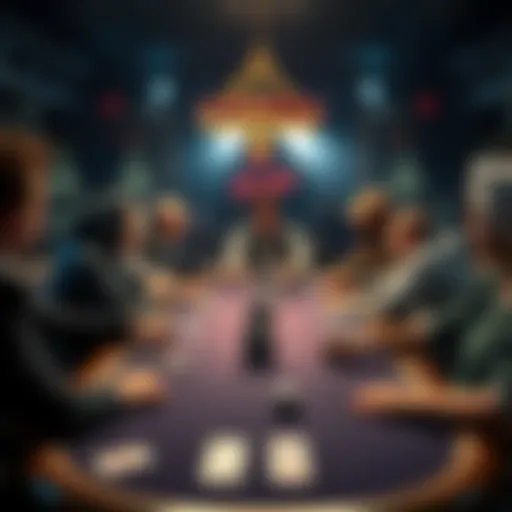 Players at a poker table debate the terms 'jam' and 'all in' during a tournament.