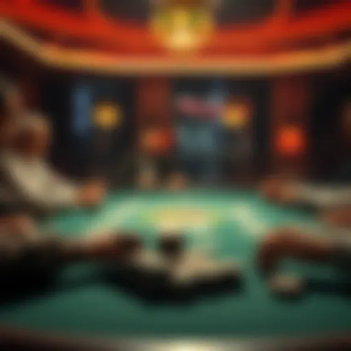 A tense moment at a poker table where a player decides to fold, with cards and chips visible, capturing the suspense of the game.