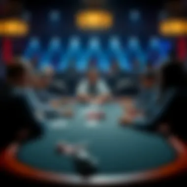 A poker table scene showing players making decisions with a dealer presenting options, emphasizing decision dynamics in the game.