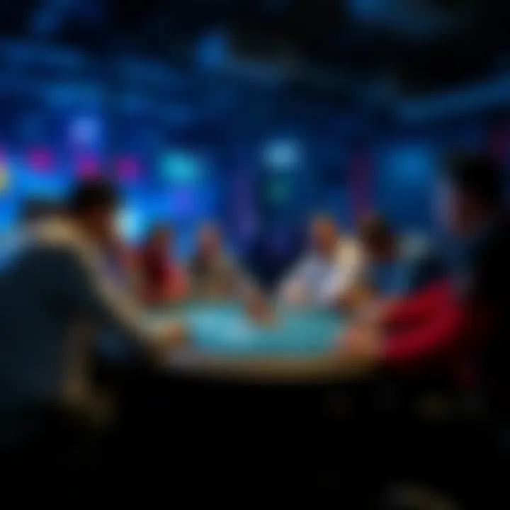 People discussing strategies at a poker table during a game