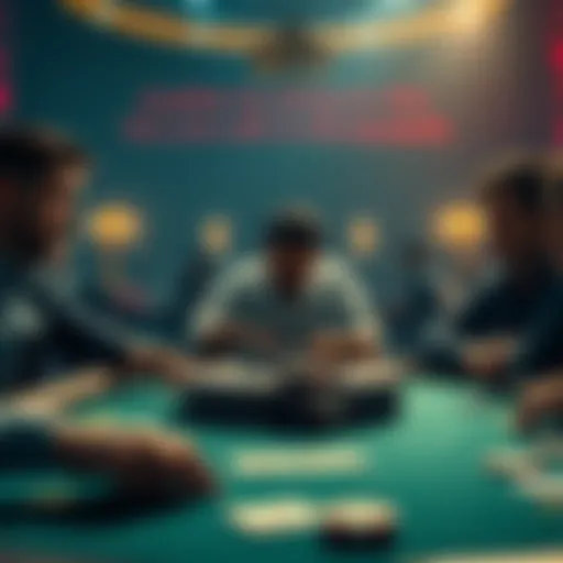 A poker table showing a player making a high bet while others observe, highlighting tension in the game.